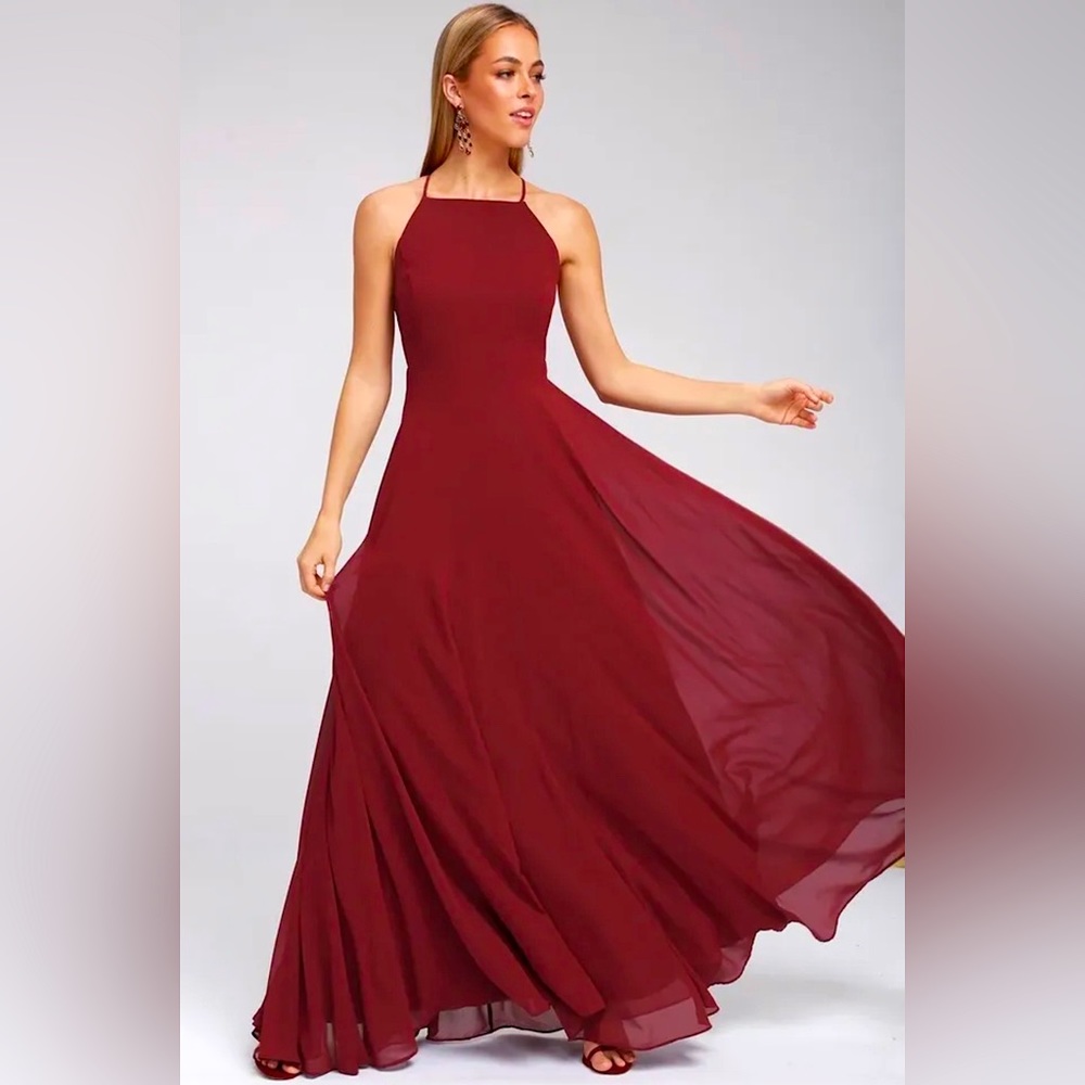 🍒 LULU’S MYTHICAL KIND OF LOVE WINE RED MAXI DRESS (NWOT) 🍒🍒